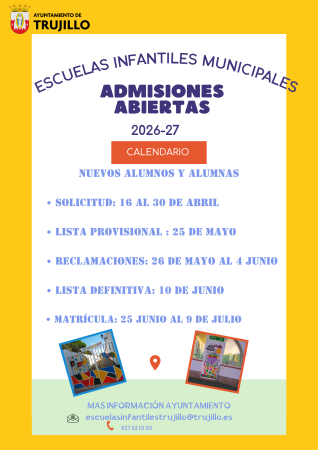 Imagen Se abre el Plazo de Solicitud de Plaza para las Escuelas Infantiles Municipales CURSO 2026/27