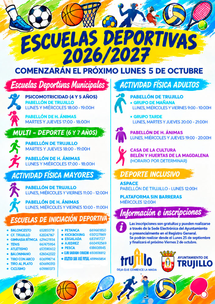 Imagen CARTEL E INSCRIPCIÓN ESCUELAS DEPORTIVAS MUNICIPALES TEMPORADA 2026-2027